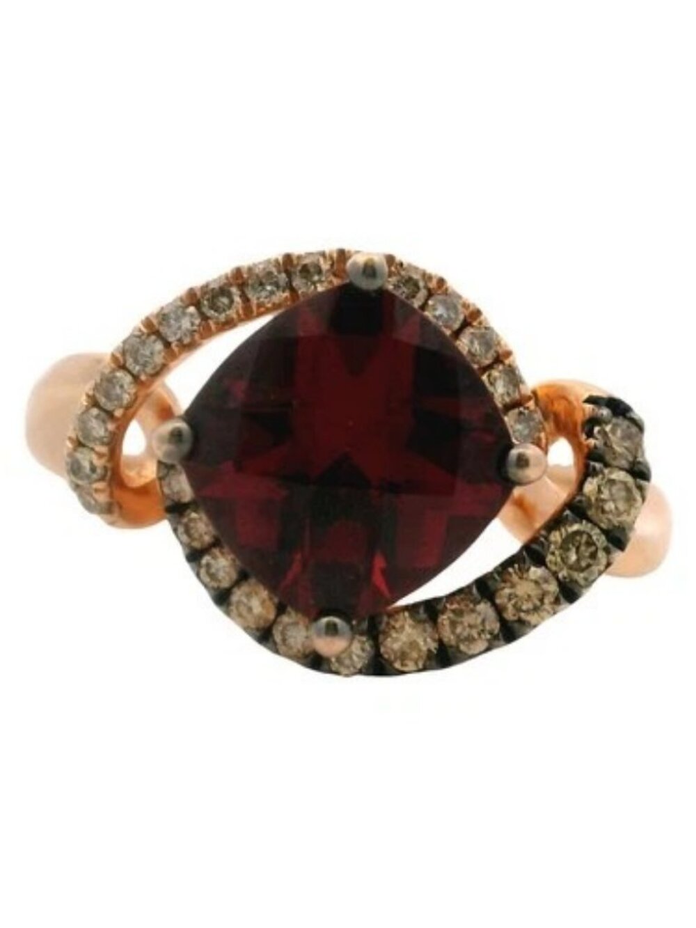 Le Vian Solid 14k Rose Gold Rhodolite Garnet and Diamond Cocktail Ring Size 7
